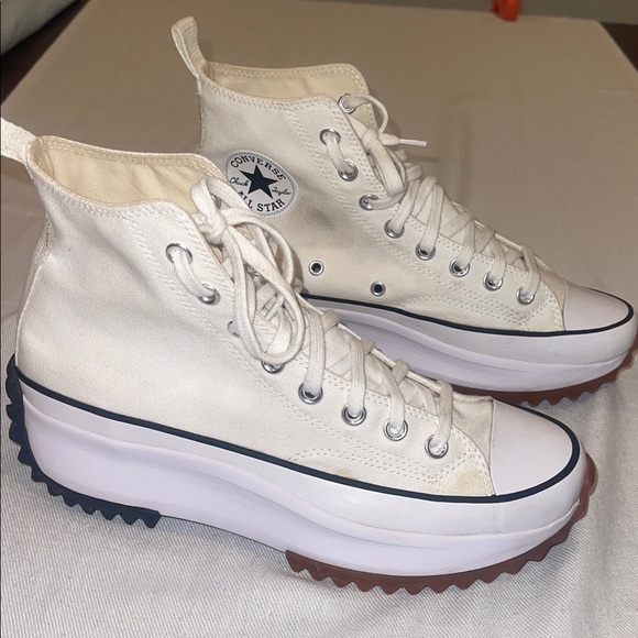 Converse Cream High-Top Sneakers SZ M-8.5 W-10 - Picture 7 of 13